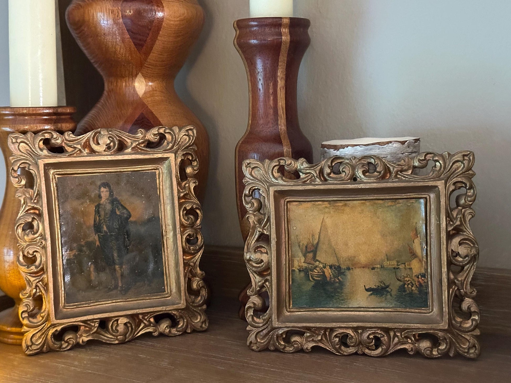 Vintage Ornate Gold Gilt Frame Classic Storybook Illustration Art Print 5x6 Wall Decor