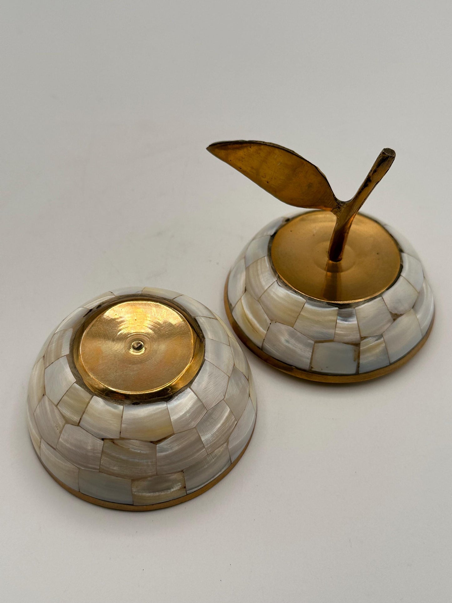 Vintage Mother Apple Brass Trinket Box Made India Small Lidded Keepsake Decorative Boho Jewelry Holder