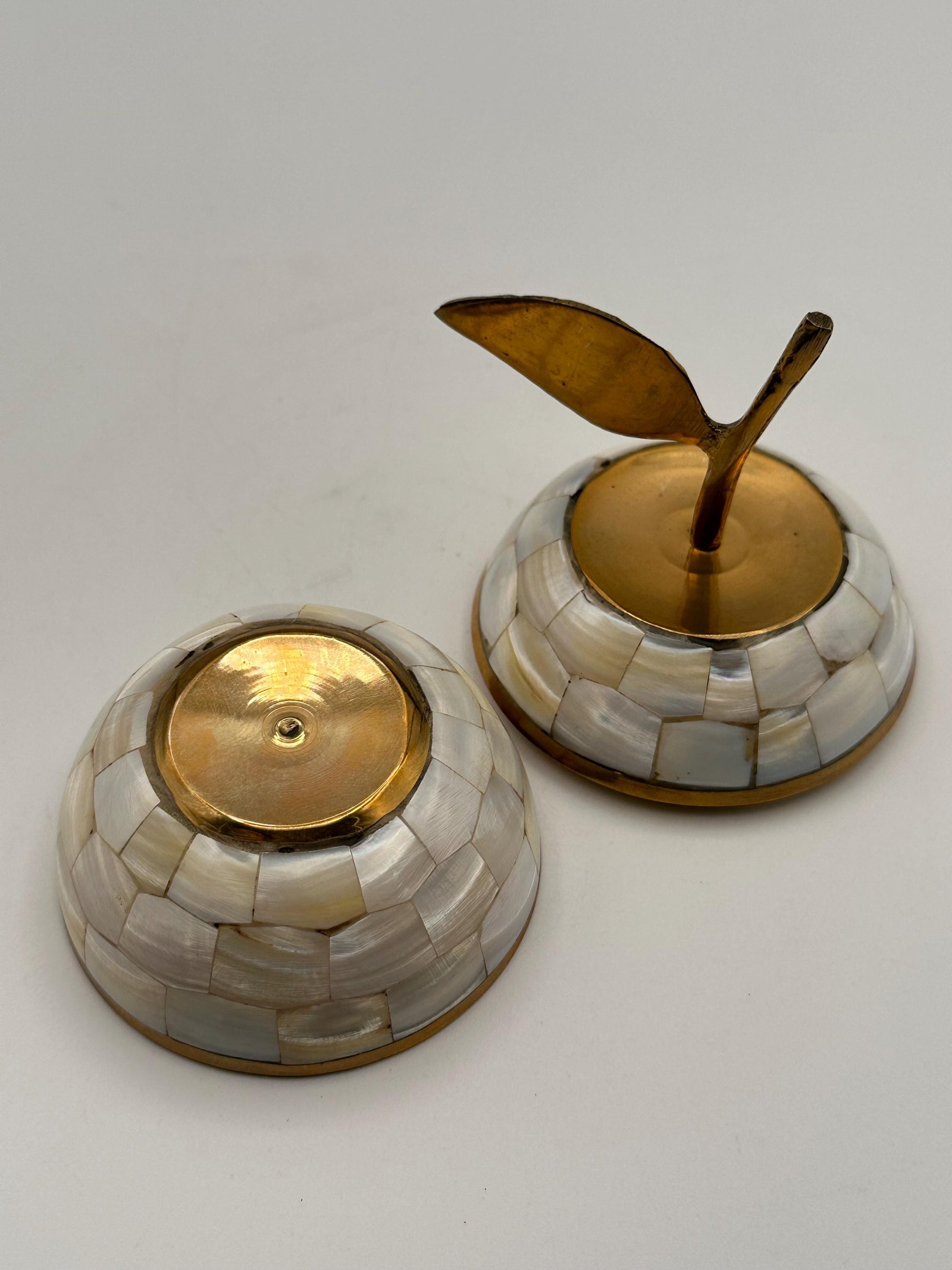 Vintage Mother Apple Brass Trinket Box Made India Small Lidded Keepsake Decorative Boho Jewelry Holder