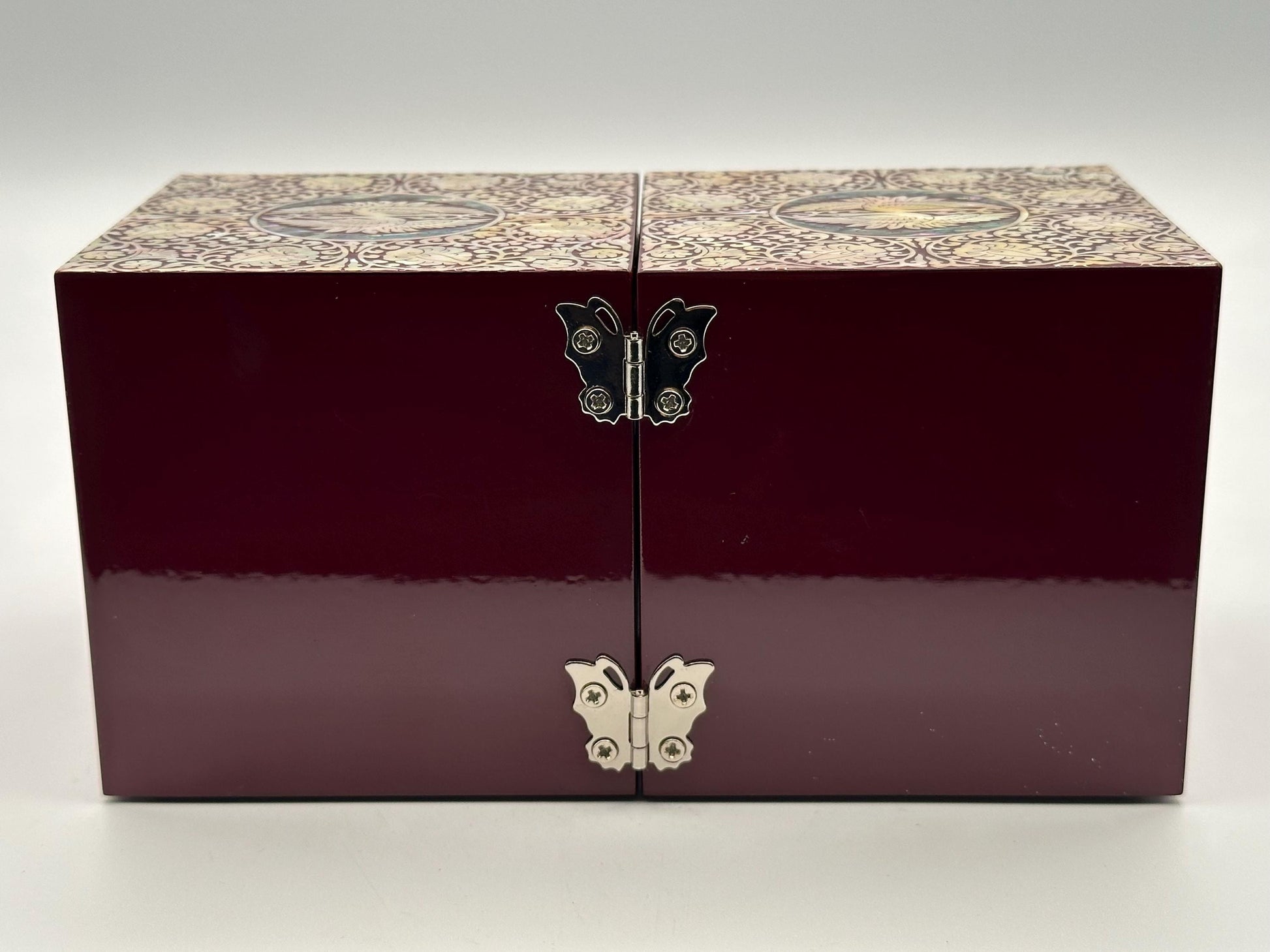 Mother of Pearl Inlay Jewelry Box | Ornate Lacquered Storage Chest | Abalone Asian Vintage Decorative Decor