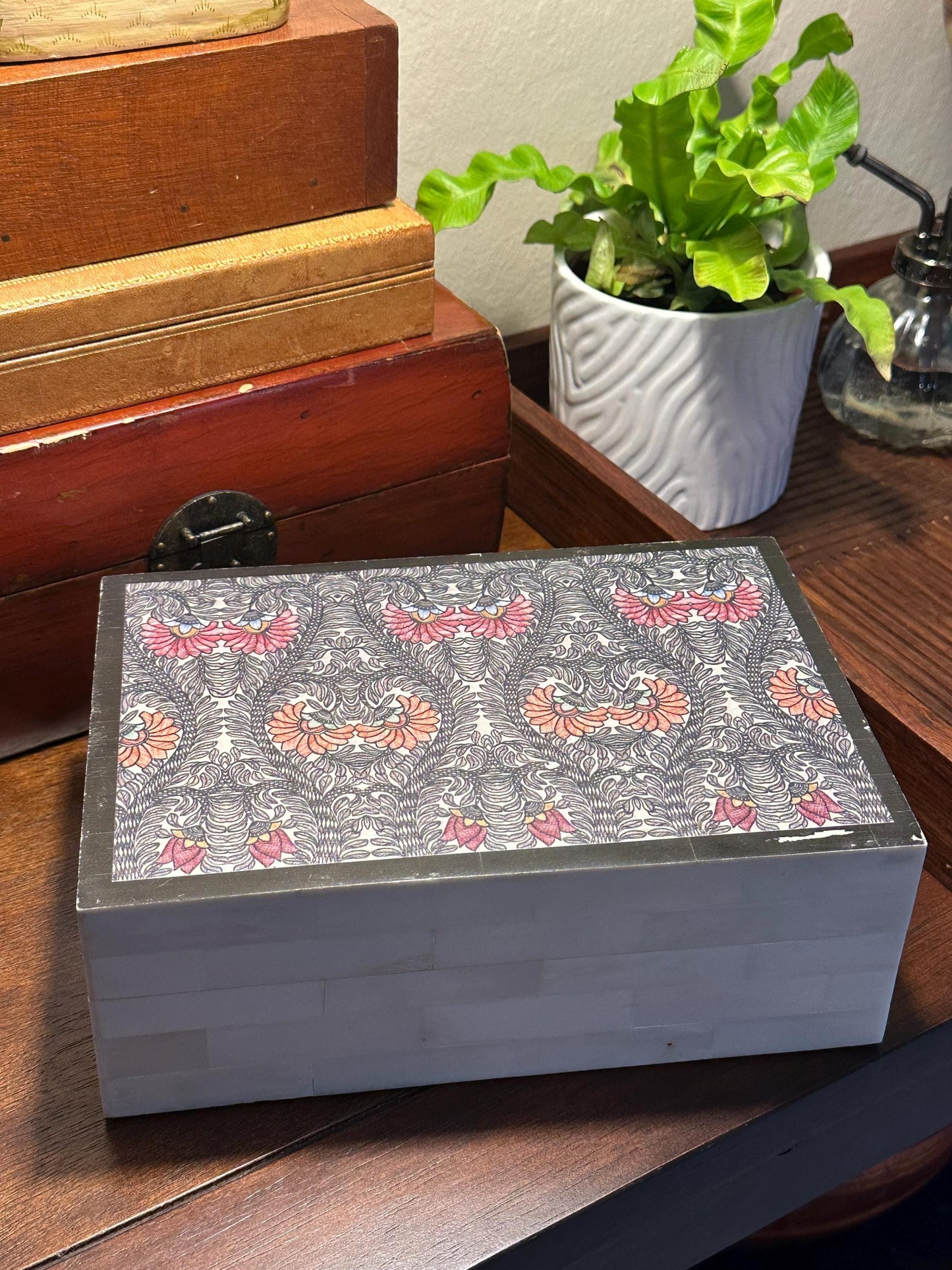 Decorative Keepsake Box Made in India | Patterned Storage Box | Vintage Style Jewelry or Trinket Box | Boho Home Decor