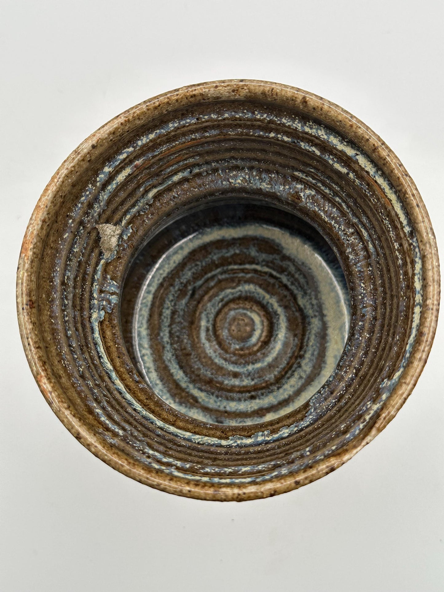 Artisanal Rustic Pottery Vase: Earthy Brown & Red Glazed Ceramic Stoneware for Home Decor
