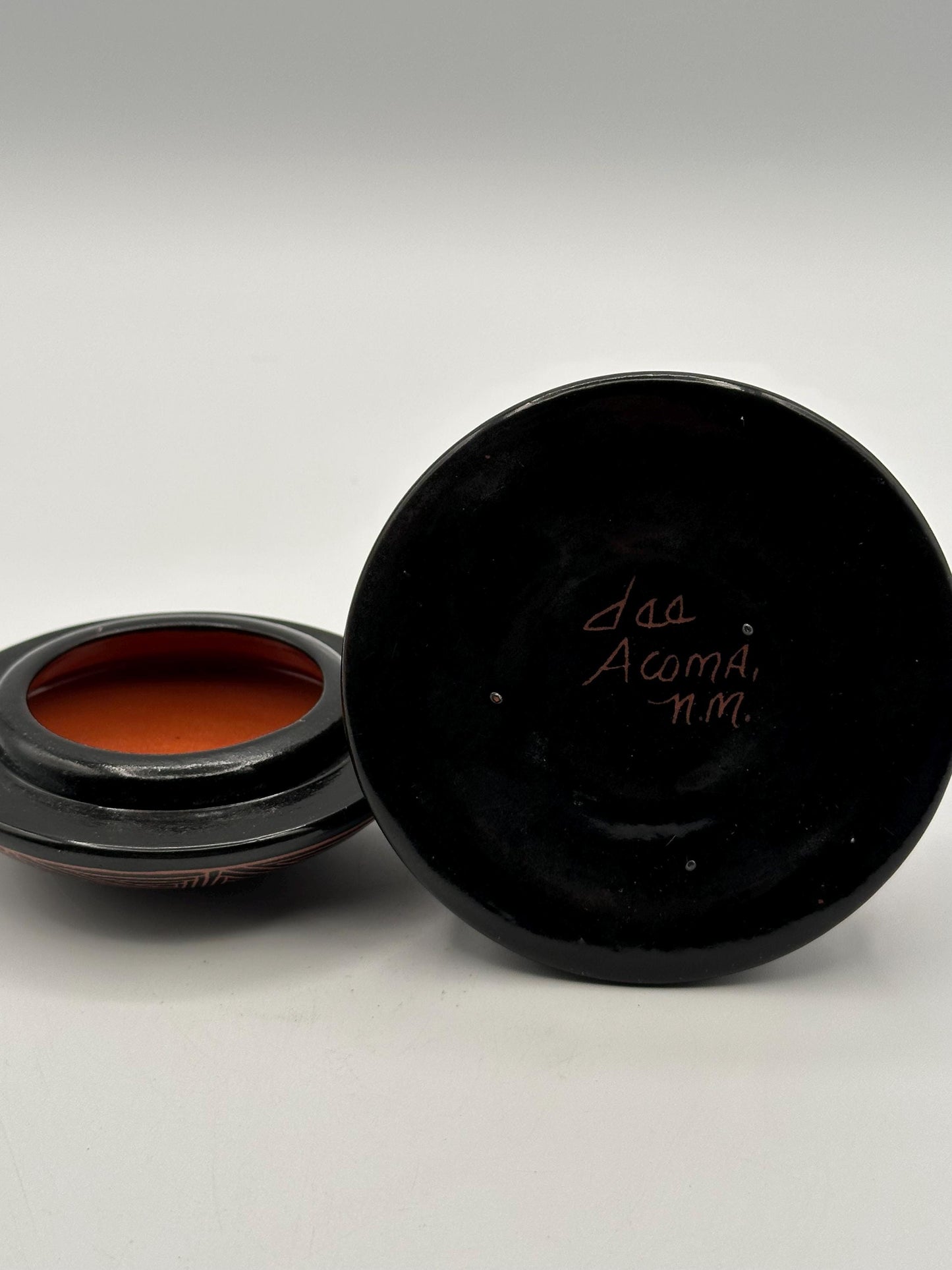 Artisan-Signed Geometric Pottery Jar with Lid - Tribal-Inspired Handcrafted Ceramic Container