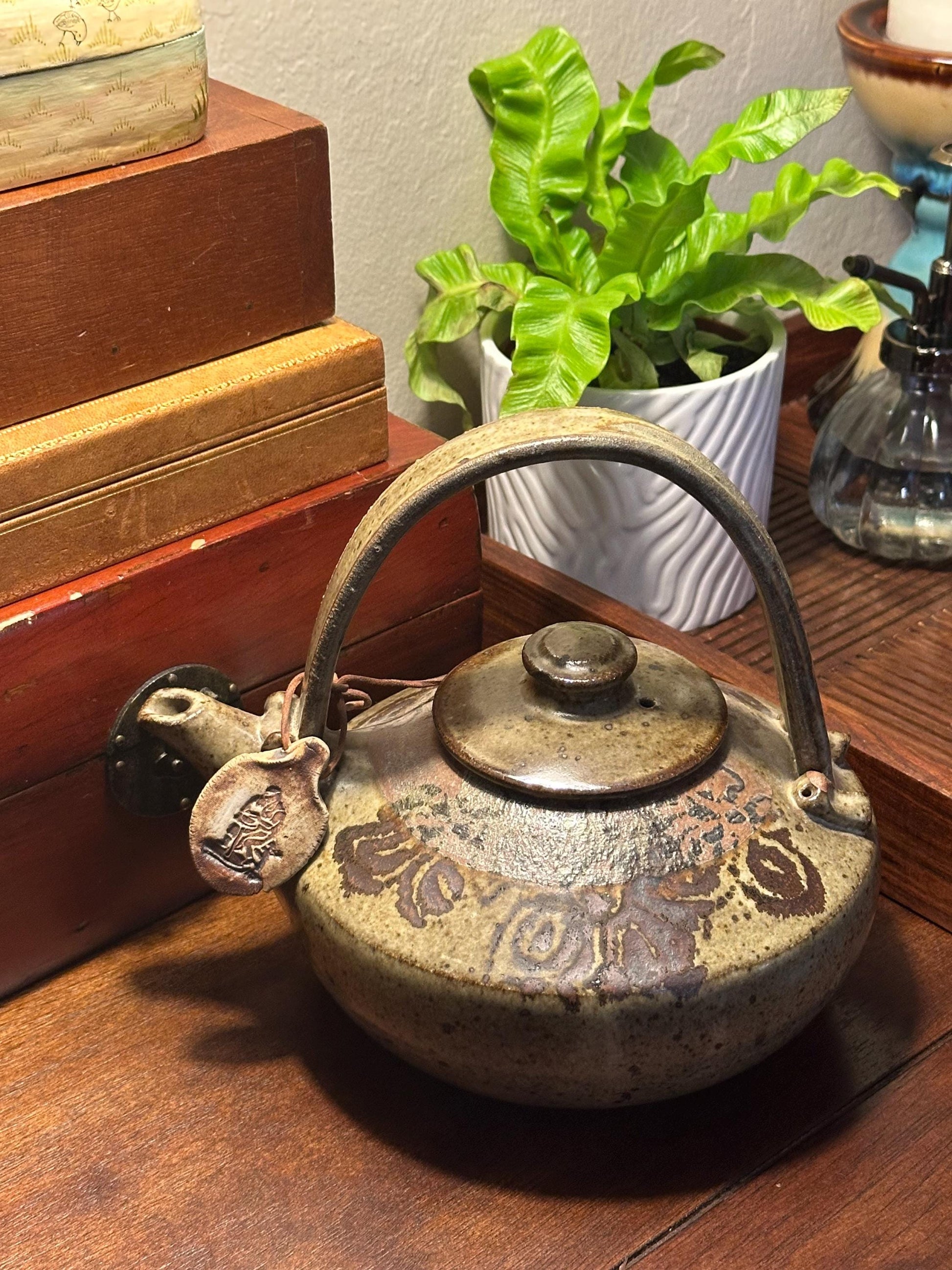 Artist Signed Studio Pottery Teapot - Handmade Stoneware Ceramic Vessel