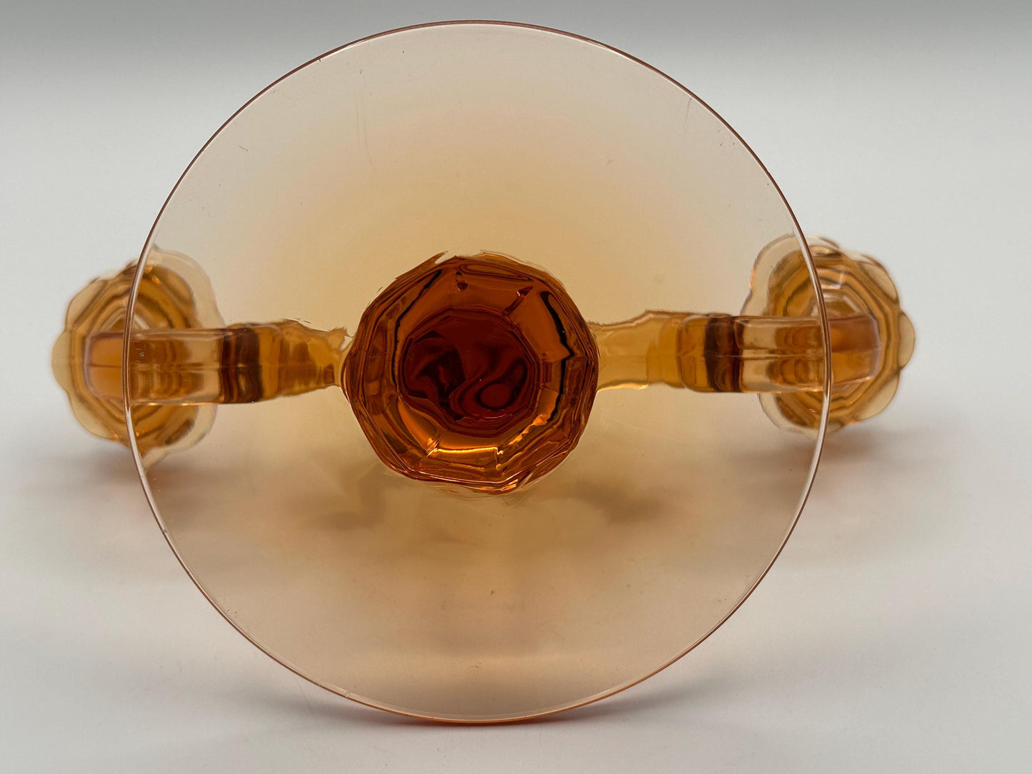 Vintage Amber Glass Double Candelabra Mid Century Pressed Two Arm Candle Holder Art Deco Style Home Decor