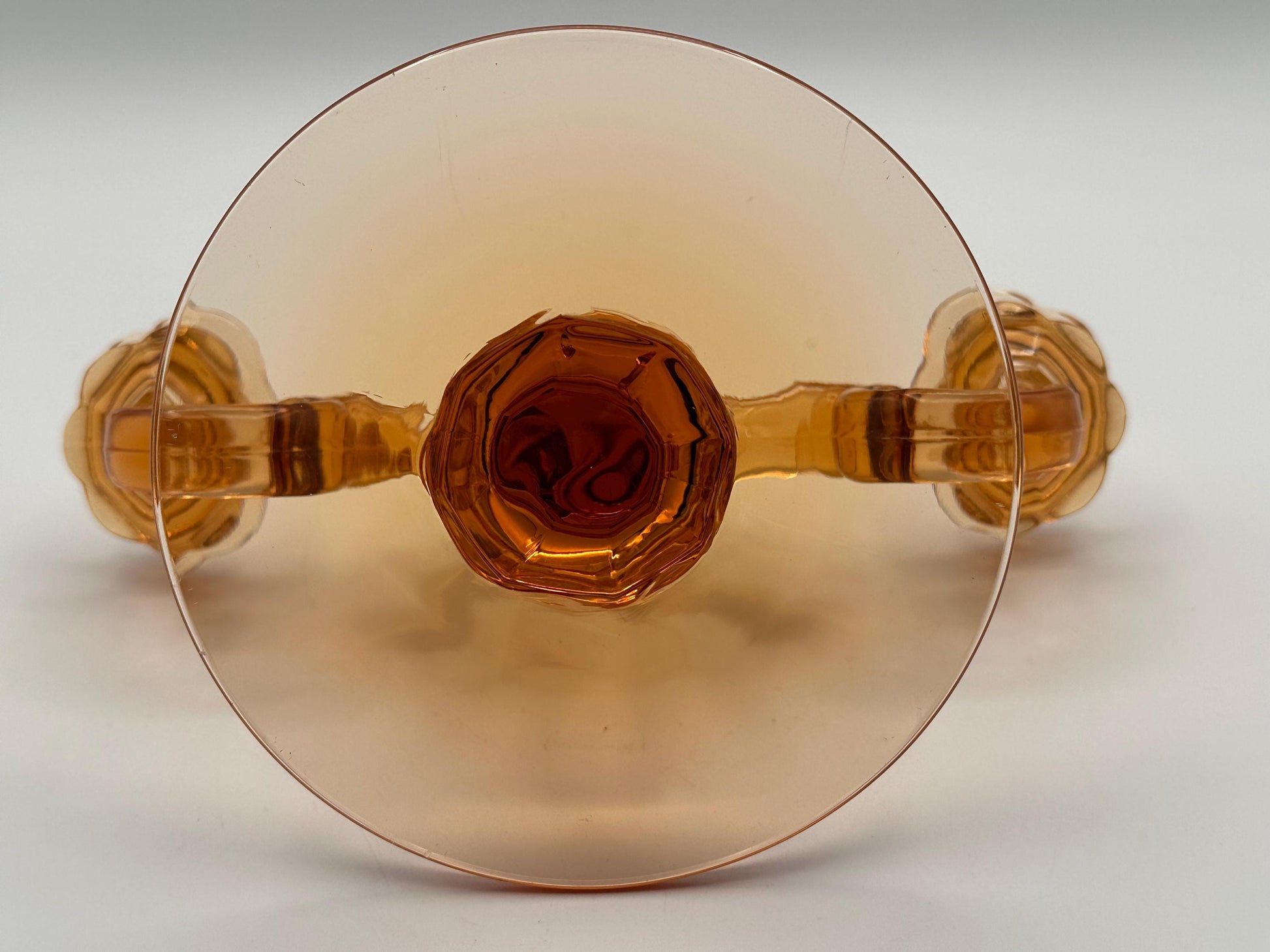Vintage Amber Glass Double Candelabra Mid Century Pressed Two Arm Candle Holder Art Deco Style Home Decor