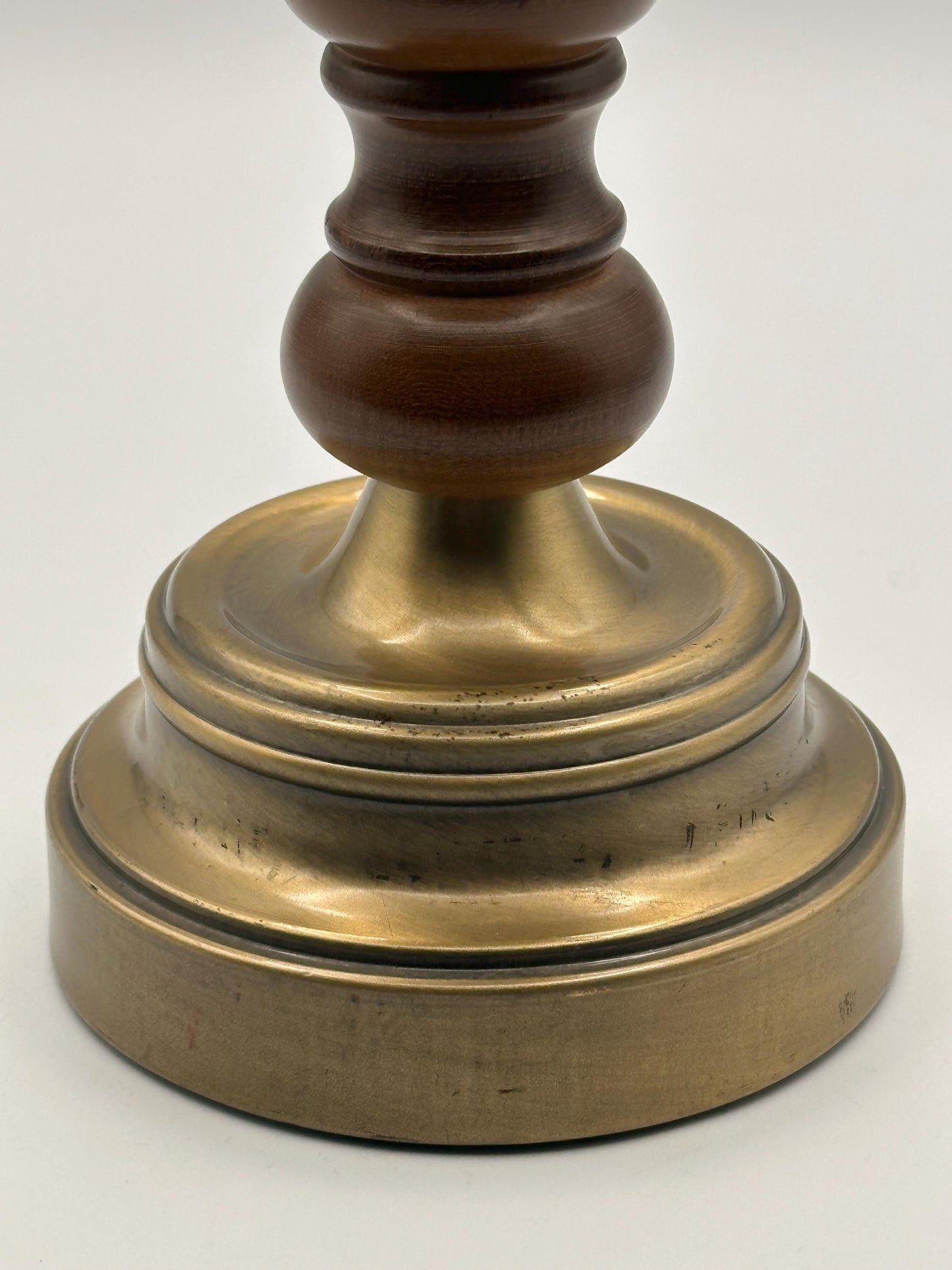 Vintage Brass Wood Candlestick Holder Traditional Taper Candle Classic Rustic Home Decor Single