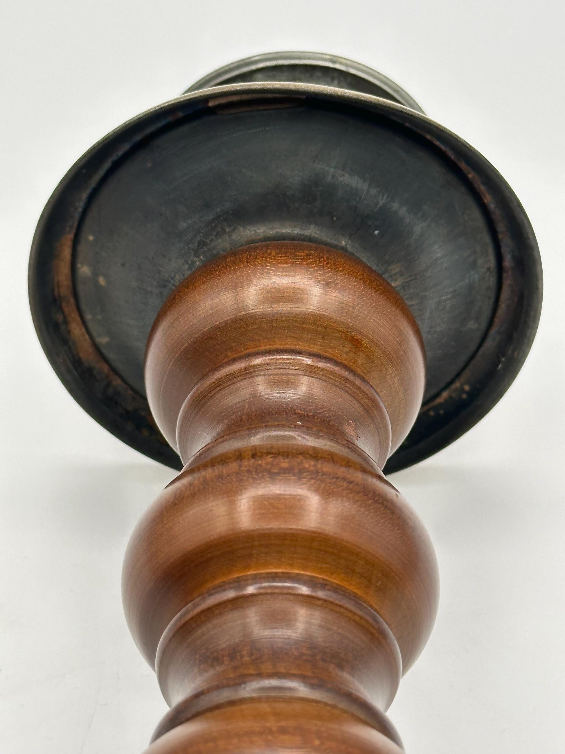 Vintage Brass Wood Candlestick Holder Traditional Taper Candle Classic Rustic Home Decor Single