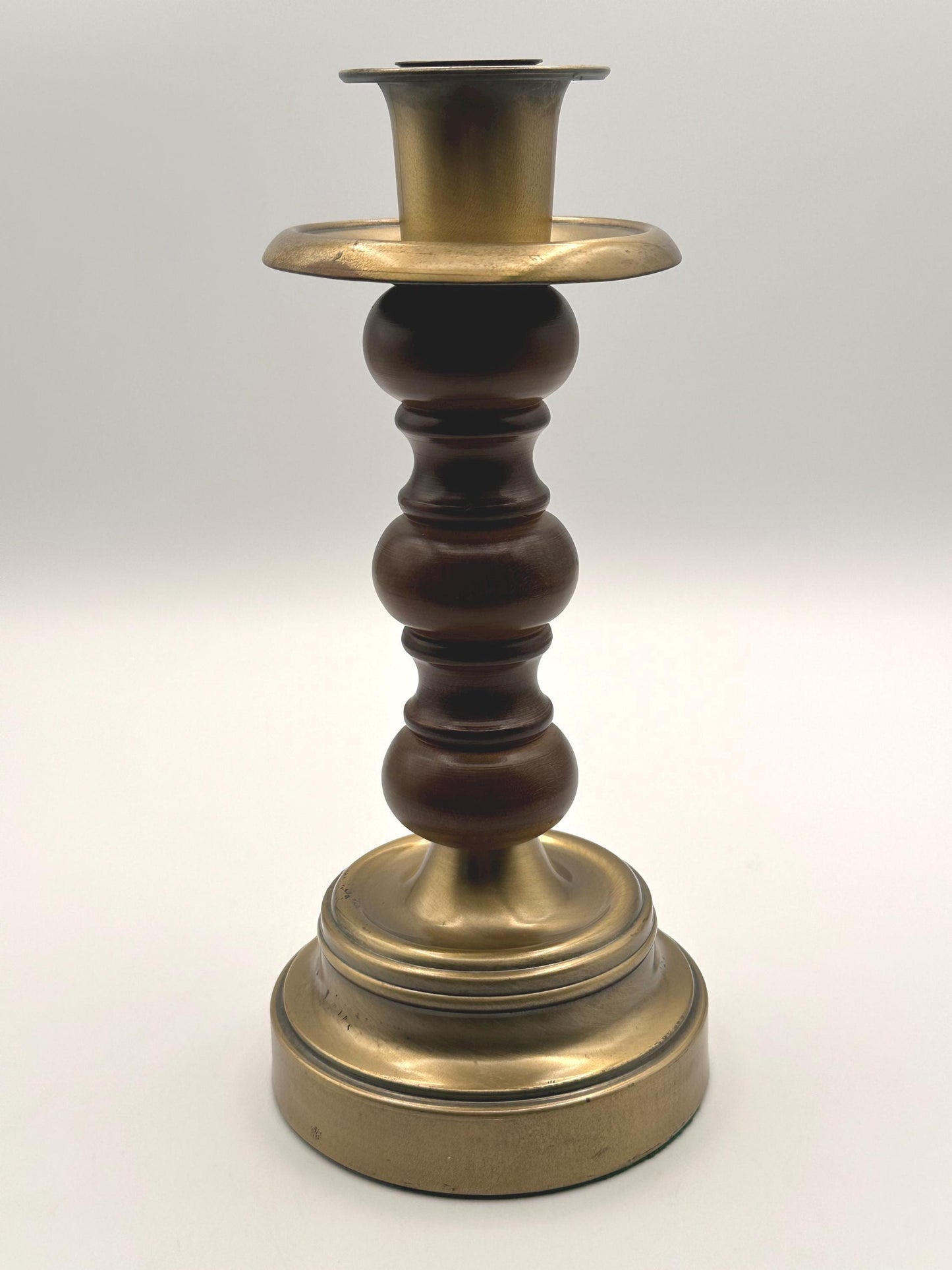 Vintage Brass Wood Candlestick Holder Traditional Taper Candle Classic Rustic Home Decor Single