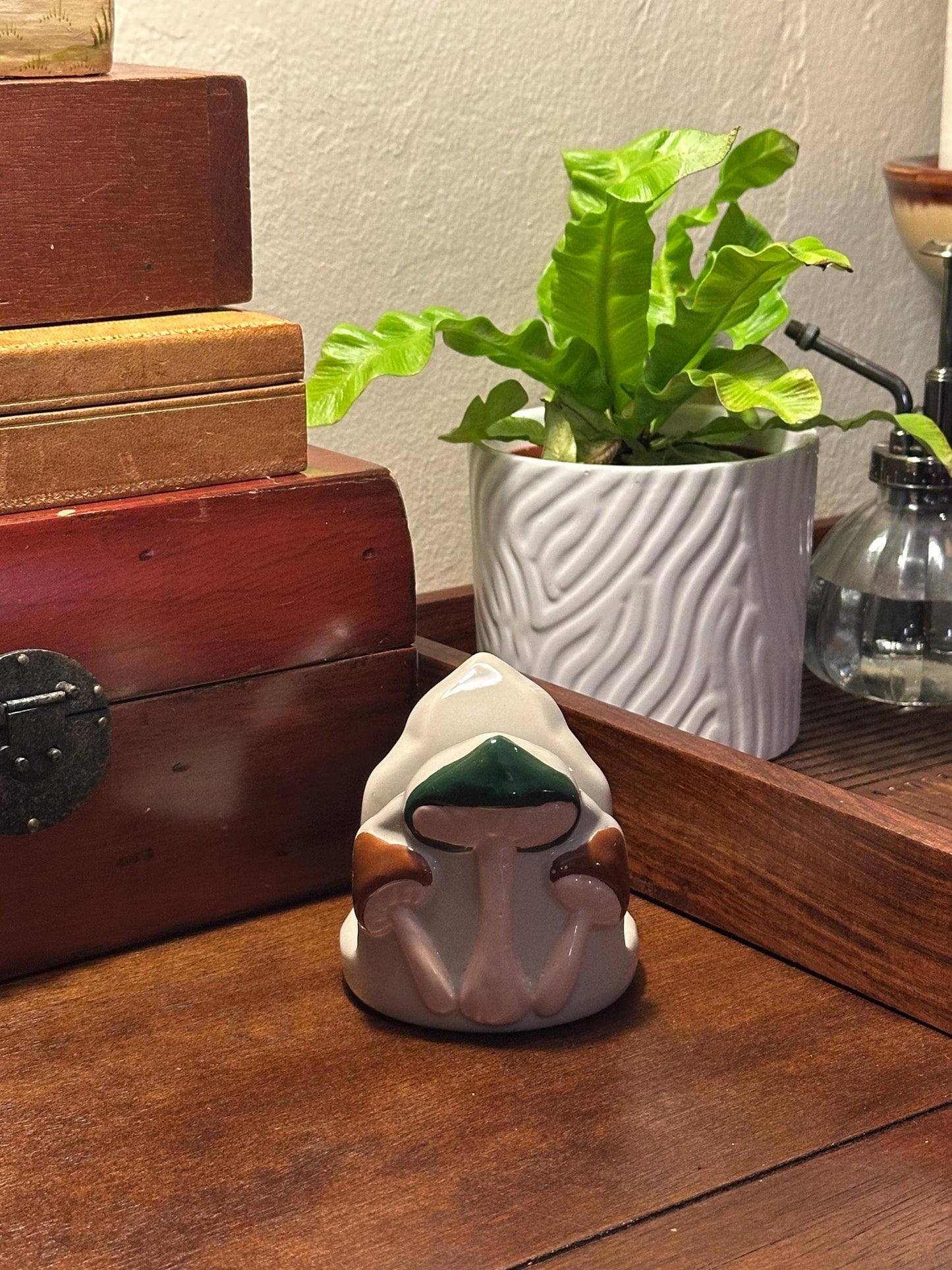 Vintage Ciroa Stoneware Mushroom Napkin Holder | Merry Mushrooms Cluster | Cottage Kitchen Decor