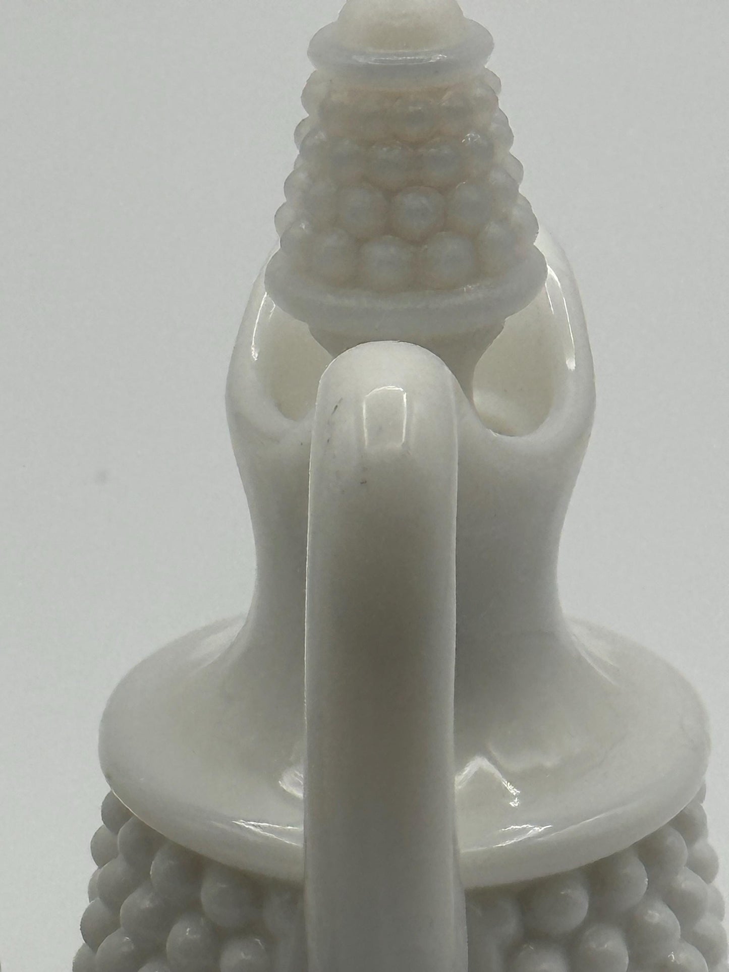 Vintage Milk Glass Hobnail Cruet Set - Oil Vinegar Bottles with Corn Stoppers White Kitchen Serving Pair
