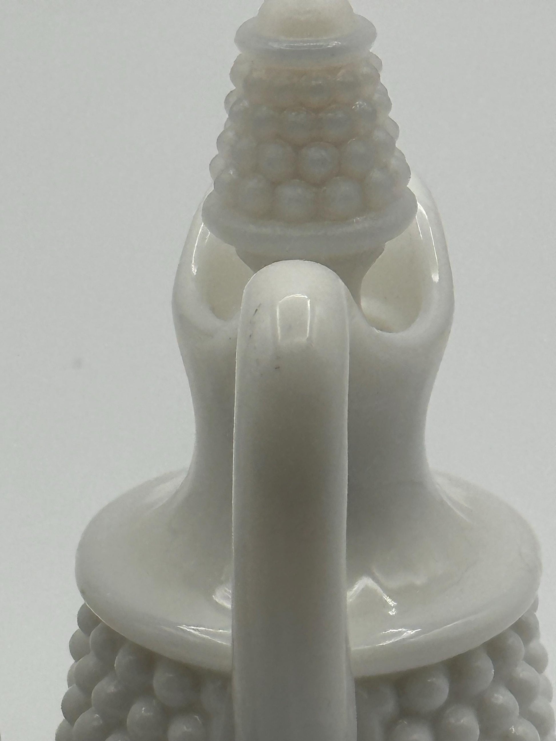 Vintage Milk Glass Hobnail Cruet Set - Oil Vinegar Bottles with Corn Stoppers White Kitchen Serving Pair