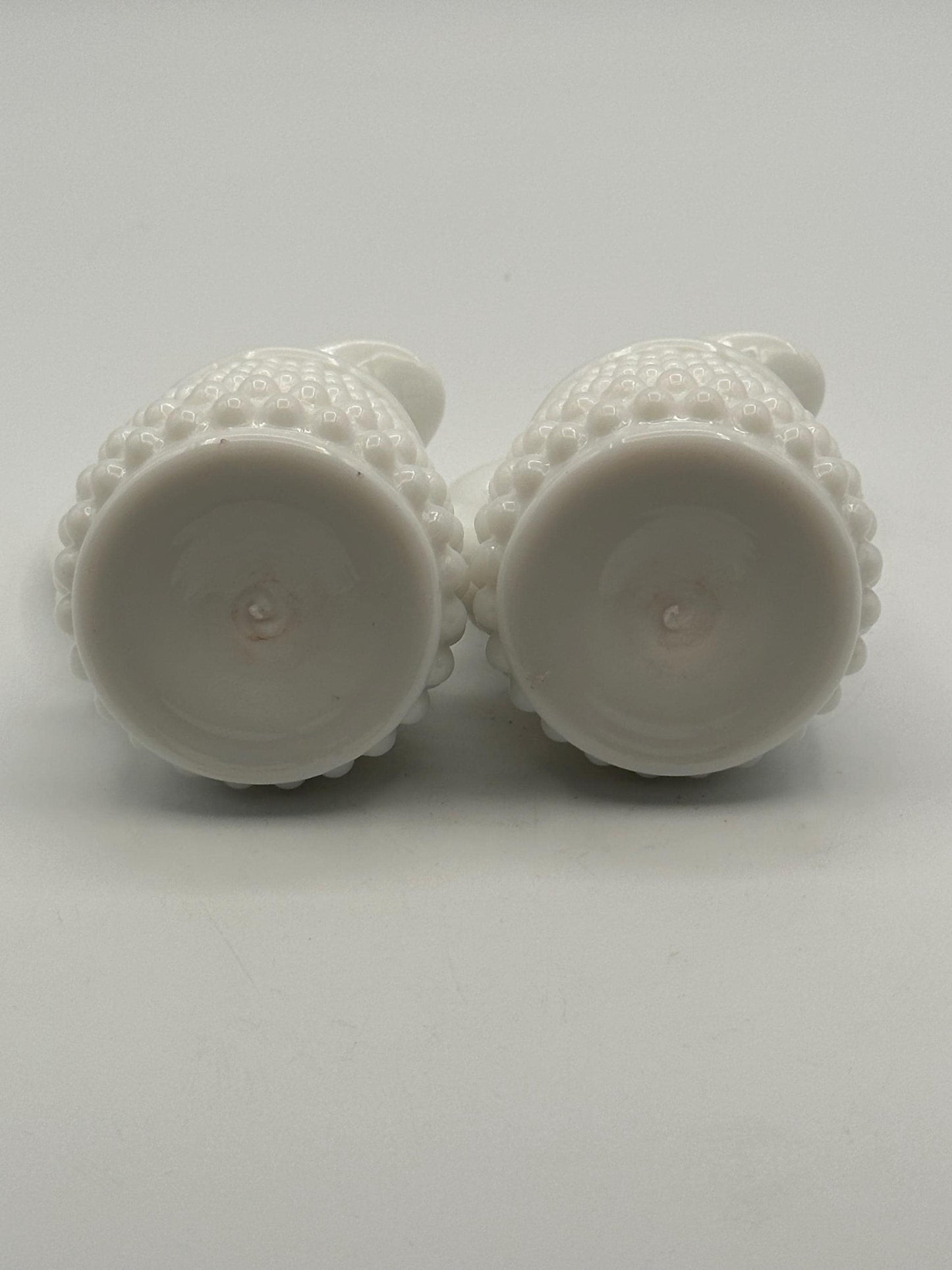 Vintage Milk Glass Hobnail Cruet Set - Oil Vinegar Bottles with Corn Stoppers White Kitchen Serving Pair